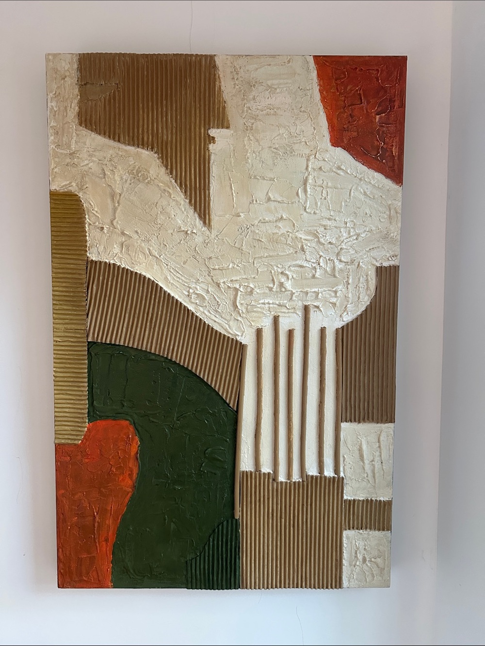 Abstract Textured Wall Art - Cream, Brown, Green & Orange